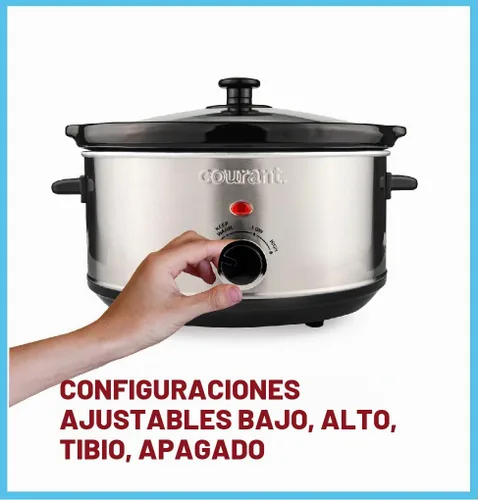 Vista 3 de Courant Ovalada olla de cocción lenta con opciones fáciles de 3.5 cuartos de galón, apto para lavavajillas, acero inoxidable