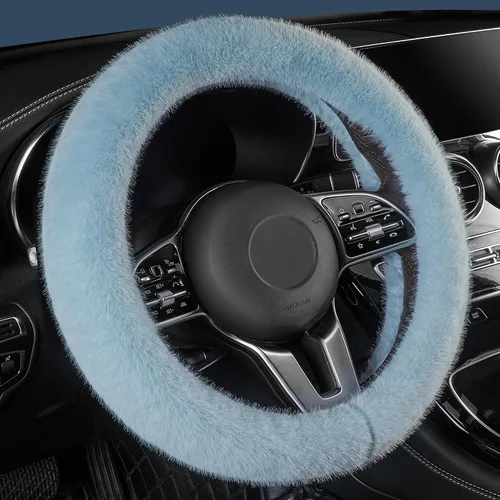Vista 15 de LACDL Fundas mullidas de invierno para volante de automóvil, para mujer, cálida y bonita funda para volante de automóvil para sedán, SUV, súper Negro