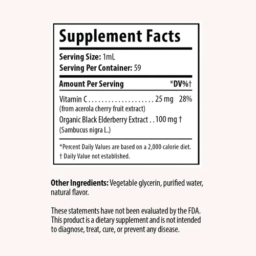 Vista 2 de Drop Saúco Gotas líquidas con vitamina C, 100 mg de saúco negro orgánico, apoyo inmunológico diario para niños y adultos, sabor natural a uva, sin