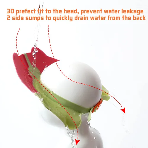 Vista 3 de Reidio Gorro de ducha para bebé, protección de baño, ajustable, plegable, de silicona, para lavado de cabello, gorra de champú para bebés y niños