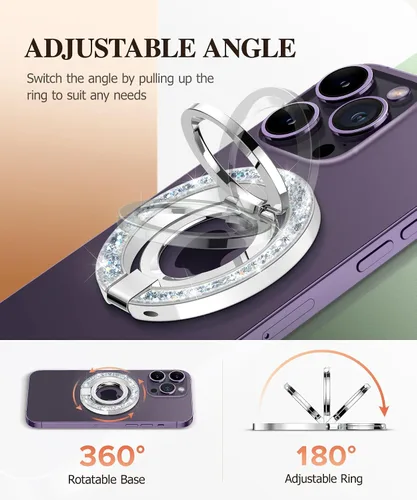 Vista 3 de GVIEWIN Soporte Magnético para Anillo de Teléfono, Compatible con MagSafe Agarre de Teléfono con Soporte Ajustable, Soporte Magnético de Anillo