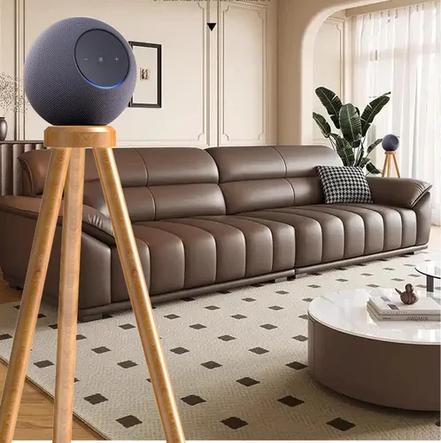 Vista 4 de Soporte de trípode de madera para Echo Studio (nuevo estudio 2025), SONOS Era100 y SONOS Era100sl, mejora la calidad del sonido mientras decoras tu
