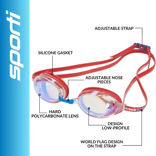 Vista 3 de Sporti Gafas de natación unisex para adultos, gafas de natación antivaho para hombres y mujeres, resistentes a roturas, correas dobles, varios