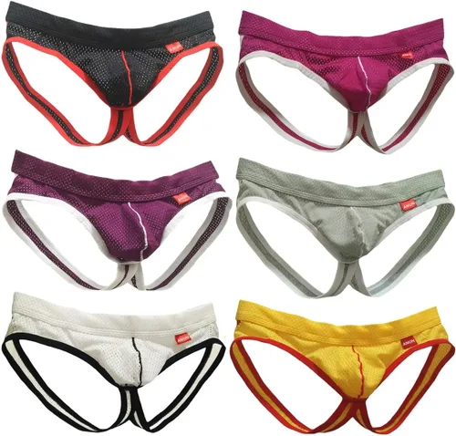 Vista 10 de ANUN Ropa interior sexy para hombre Paquete de 3 (negro/púrpura/gris)