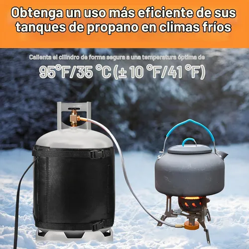 Vista 4 de Manta Calentadora de Tanque de Propano - 47.5 x 13.5" Calentador de Cilindro de Gas LP con Control de Temperatura 85-105F para Tanques de 20, 30, 40