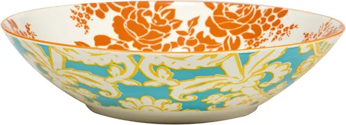 Vista 2 de Damask Floral - Cuencos de porcelana para sopa y cereales de 9.5 pulgadas, juego de 4 – Coloridos patrones florales y cachemira surtidos – Ideal