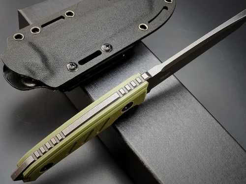 Vista 6 de Eafengrow EF129 Cuchillo de hoja fija, hoja tanto de acero DC53, mango G10, cuchillos fijos de espiga completa, cuchillo recto para campamento Verde