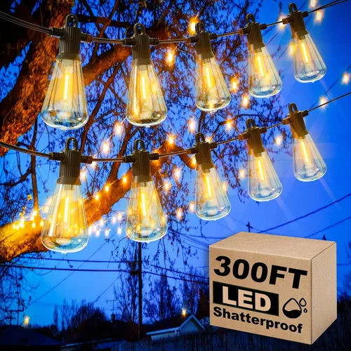 Vista 10 de Zuske Cadena de luces para exteriores de 25 pies, luces LED colgantes para patio con 12 bombillas inastillables, luces impermeables