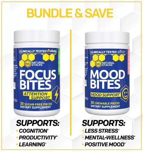 Vista 3 de Mood Bites - Suplemento de azafrán con vitamina B3, melocotón cítrico, 30 masticables