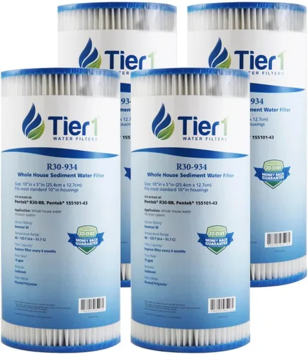 Vista 13 de Tier1 Filtro de agua de 30 micras de 10 x 4.5 pulgadas Cartucho de sedimento plisado de poliéster para toda la casa Reemplazo para filtro