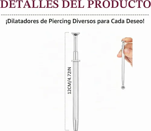 Vista 2 de Herramienta de Agarre de Bola Cónica para Perforación para Reemplazo de Joyería - Herramienta Aplicadora de Aretes de Acero Inoxidable con Parte