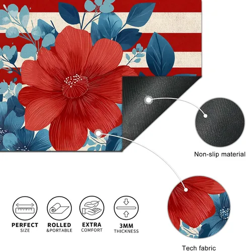 Vista 7 de HOMETITUTE Alfombrilla para mouse de 31.5 x 11.8 pulgadas, con bandera estadounidense, floral, XL, grande, extendida, para teclado, computadora