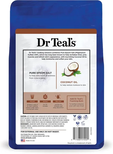 Vista 14 de Dr Teal's Remoja con sal de Epsom pura, nutre y protege con aceite de coco, 3 libras (paquete de 2)