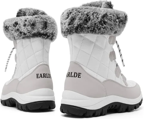 Vista 6 de EARLDE Womens Snow Boot With Waterproof Lace Up Mid-Calf Outdoor Winter Deep Tread Rubber Sole