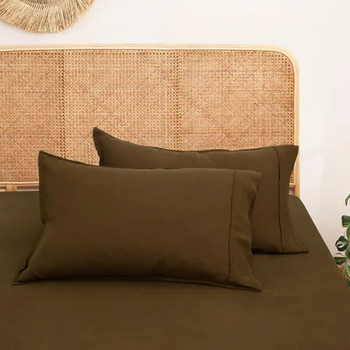 Vista 12 de S VICTORY SYMBOL Juego de 2 fundas de almohada 100 % lino natural francés de 20 x 30 pulgadas, fundas de almohada suaves y duraderas, color verde