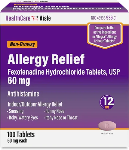 Vista 7 de HealthCareAisle Alivio de la alergia: tabletas de clorhidrato de fexofenadina USP, 180 mg, 90 tabletas, medicamentos para la alergia, alivio sin