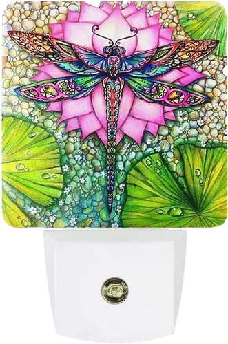 Vista 7 de Luz nocturna LED con diseño de mariposa de primavera, con sensor de atardecer a amanecer, luces nocturnas con sensor automático de flores silvestres