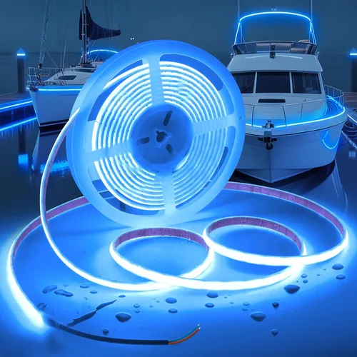 Vista 9 de Tiras de Luces LED COB Luz Azul, 12V 32.8 pies IP67 Impermeable Alto CRI 95Ra+ Súper Brillante, Luces Flexibles para Barco para Pesca Nocturna