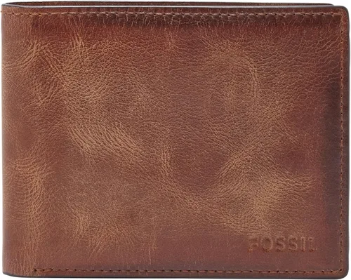 Vista 21 de Fossil Derrick - Cartera plegable de piel con bloqueo RFID y ventana de identificación abatible para hombre