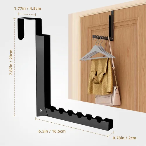 Vista 6 de ZMBESUP Perchero plegable para colgar sobre la puerta, perchero plegable para colgar en interiores, espacio pequeño, plegable, portátil, gancho Negro