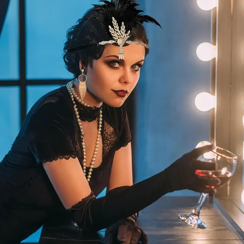 Vista 4 de PLULON Juego de 7 piezas de accesorios de los años 20 Flapper Great Gatsby Fashion Roaring 20