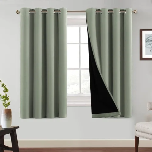 Vista 9 de PrinceDeco Cortinas 100% opacas de 54 pulgadas de largo, completamente opacas, tratamiento de ventanas, cortinas forradas con aislamiento térmico