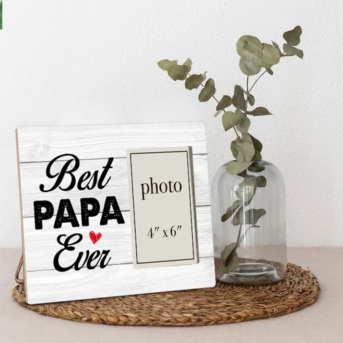 Vista 6 de Oqtumes Marco de fotos de regalo para papá, regalo para el abuelo de nietos, regalos para abuelo, marco rústico de madera con el mejor papá