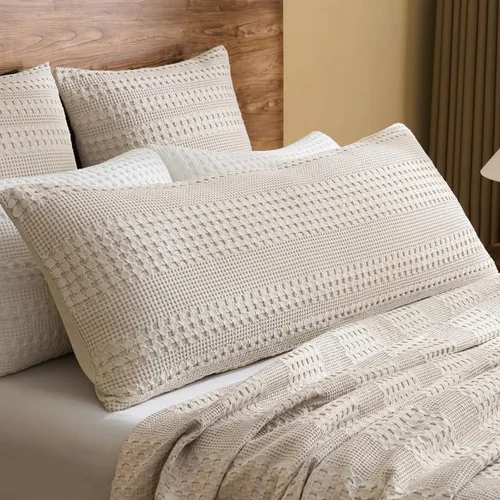 Vista 42 de PHF Fundas de almohada 100% algodón con tejido de gofre de 24 x 24 pulgadas, paquete de 2 fundas cuadradas para decoración elegante del hogar, sin