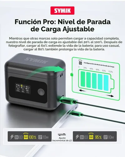 Vista 8 de Batería Osmo 360 (2 paquetes) con concentrador de carga inteligente rápida de 24 W, compatible con DJI Osmo 360/Action 6/Action 5 Pro/Action