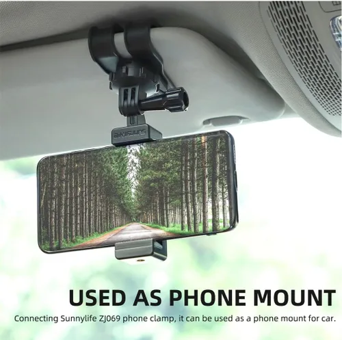 Vista 3 de Soporte para visera solar de automóvil para teléfono celular, abrazadera de teléfono de rotación de 360°, soporte de montaje para automóvil