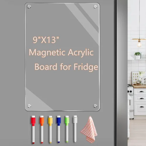 Vista 7 de Pizarra magnética de borrado en seco acrílico negro de 9 x 13 pulgadas para refrigerador, pizarra magnética de borrado en seco para refrigerador