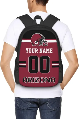 Vista 5 de Mochila de estilo de fútbol personalizado Mochila personalizada con nombre y número Mochilas personalizadas de alta capacidad bolsa regalos, Arizona