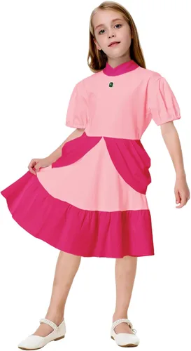 Vista 4 de Remimi Princess Peach Dress Short Sleeve Daisy Dress 5-14 Years