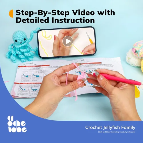 Vista 5 de Crochetobe Kit de ganchillo para principiantes, el kit de inicio de ganchillo incluye instrucciones fáciles de seguir y tutoriales en video, kit