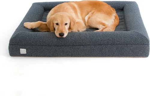 Vista 7 de Luxury Boucle - Cama ortopédica de espuma viscoelástica para perro con forro impermeable y funda lavable a máquina con cremalleras YKK