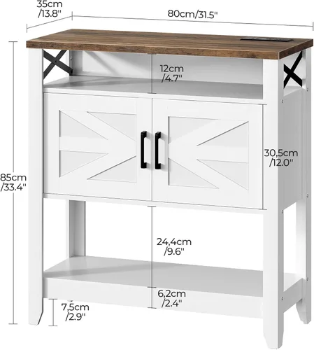 Vista 2 de CHOEZON Mesa consola, mesa de sofá de granja con toma de corriente, gabinete de barra de café con almacenamiento, mesa de entrada, mesa de bar