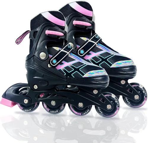 Vista 7 de Patines en línea ajustables para niños y niñas de 4 a 16 años, todas las 8 ruedas de los patines en línea se iluminan, patines en línea para niños