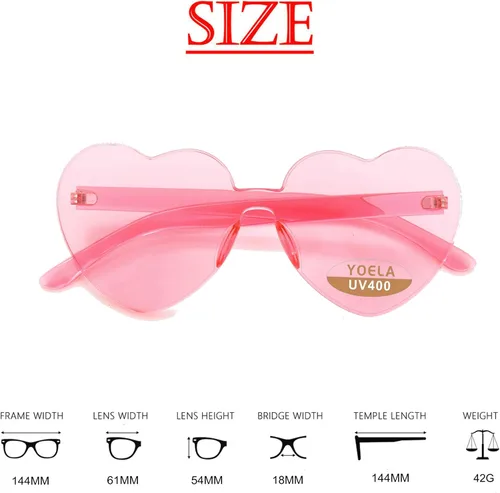 Vista 7 de Gafas de sol OLINOWL en forma de corazón de gran tamaño sin montura de una pieza para mujer