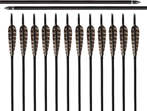 Vista 8 de 31Inch Carbon Arrow, Practice Hunting Arrows, Camo Turkey Feather Fletching, Arrows for Compound & Recurve Bow with Removable Tips Adjustable Nocks