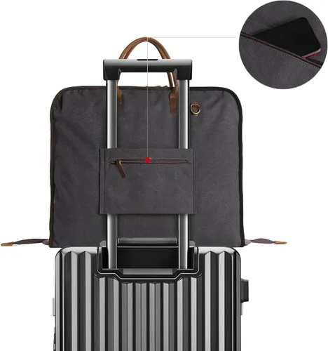 Vista 6 de TRITOUR Garment Bags for Travel Leather Canvas Suit Bag with Extended Design Computer Compartment