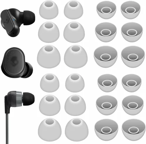 Vista 8 de 12 pares de almohadillas compatibles con auriculares intraurales Skullcandy, accesorios de silicona flexible de repuesto compatibles con Skullcandy