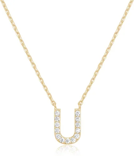 Vista 85 de PAVOI 14K White Gold Plated Cubic Zirconia Initial Necklace Letter Dainty Necklaces for Women