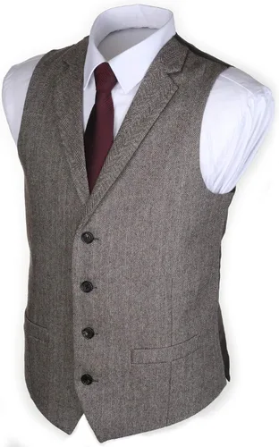 Vista 2 de Ruth&Boaz Chaleco de traje de cuello a medida de tweed de lana con 4 botones y 2 bolsillos