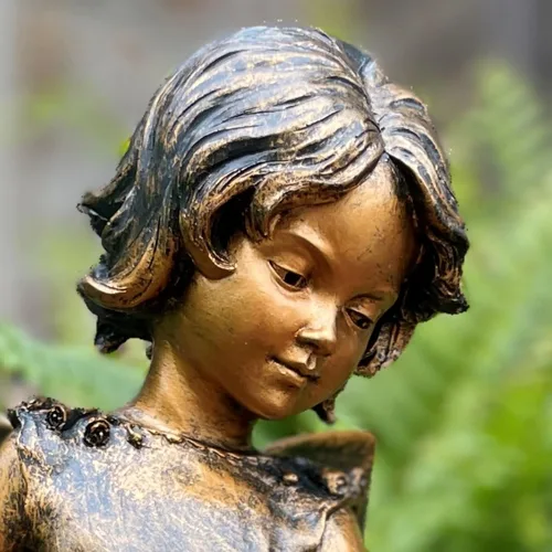 Vista 5 de SUNGUARD Fairy Emily - Estatua de jardín de ángel de 17 pulgadas de alto en acabado de bronce, figura grande para exteriores