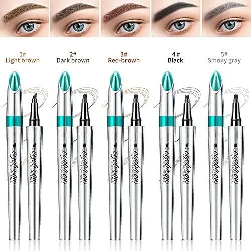 Vista 4 de Lápiz microblading para cejas, maquillaje de ojos, micro 4 puntos para levantar y arrebatar cejas de larga duración, impermeable, cabello natural 01