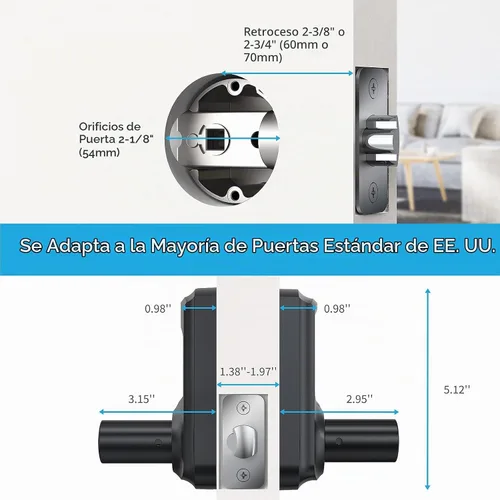 Vista 7 de Signstek Cerradura de puerta de entrada sin llave con asa, perilla de puerta de teclado digital, cerradura electrónica inteligente con código