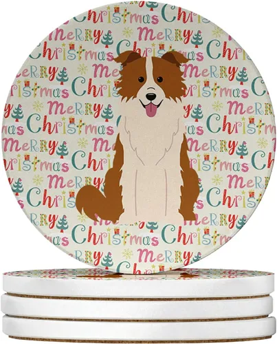 Vista 94 de Abyssinian Sand Terrier Merry Christmas - Posavasos grandes de piedra arenisca (4 unidades)