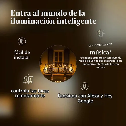 Vista 7 de Twinkly Icicle 190 LED Blanco, Luces de Cascada LED para Interior y Exterior, Luces LED Inteligentes Blanca Cálida y Blanca Fría, Compatibles