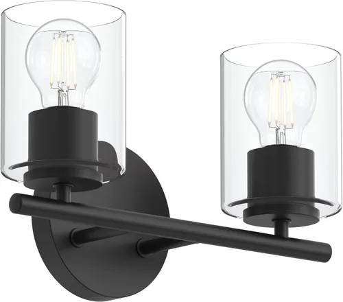 Vista 28 de Progress Lighting Lámpara moderna de tocador de baño de cristal blanco grabado con 4 luces, colección Replay, níquel cepillado (P2160-09)