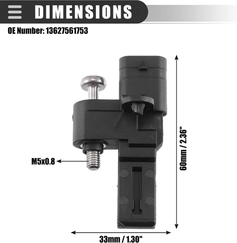 Vista 4 de Motoforti Sensor de posición del árbol de levas, para Mini Cooper 2007-2015, plástico ABS, 13627561753, negro